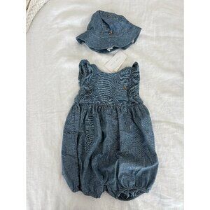 Ralph Lauren Denim Romper and hat NWT (18m)